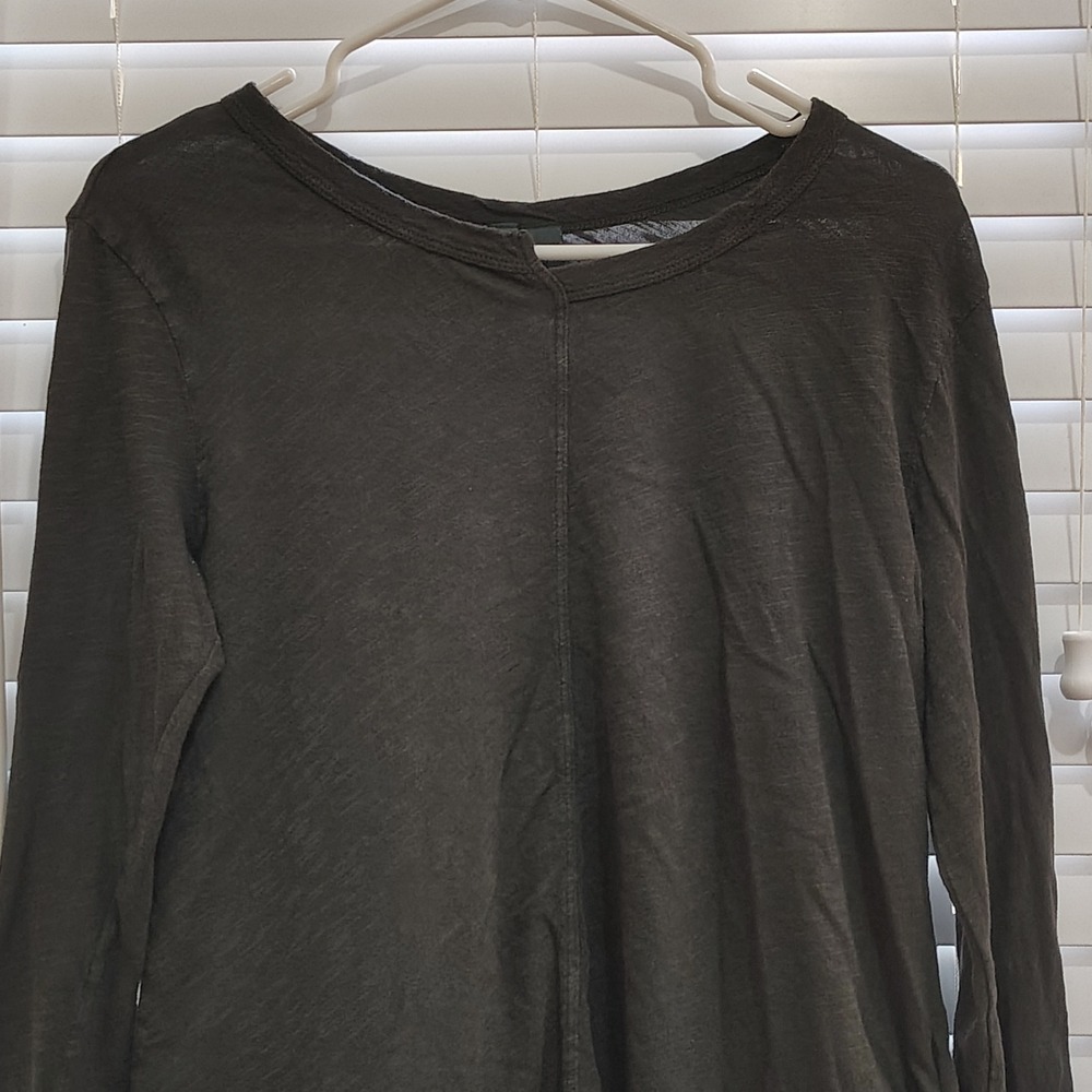 Anthropogie Left of Center Long Sleeve Women M Gray Tee Earthy Grunge Granola - Picture 3 of 6